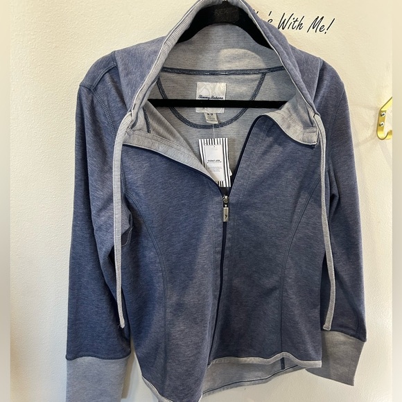 Tommy Bahama navy zip up sweatshirt size M - Picture 2 of 4